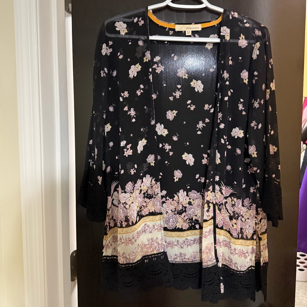 Black floral cardigan/cover up
